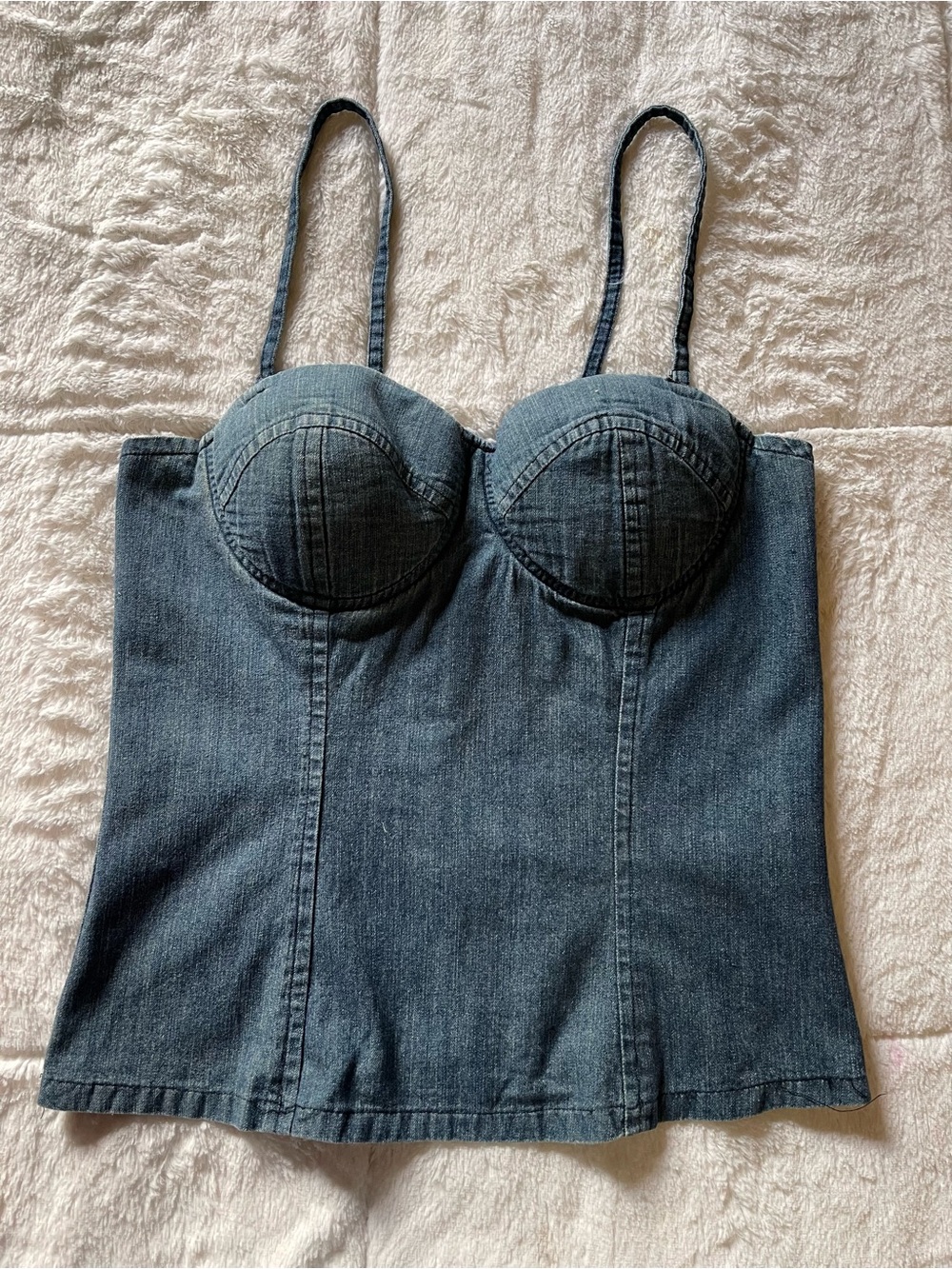 Vintage Y2K Charlotte Russe Denim Corset Bustier Top